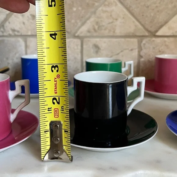 Very Rare Set of 1930's Signed Rudolf Kämpf. Colorful Espresso Fine China Cups - Picture 10 of 12